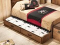 Pat extensibil, Çilek, Pirate Pull-Out Bed (90X180), 95x24x186 cm, Multicolor