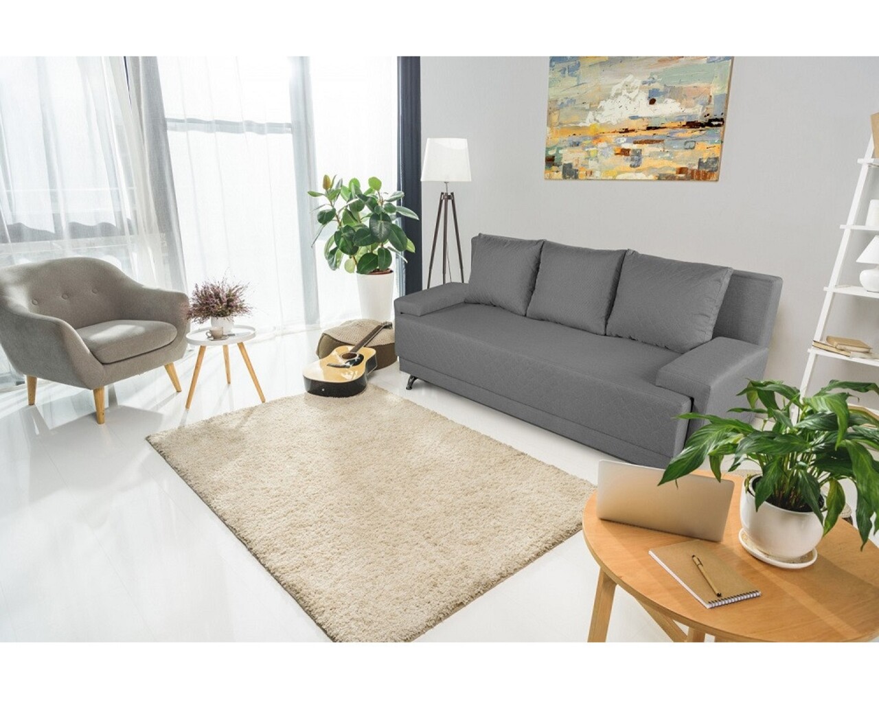 Bedora Napoli Grey kanapéágy, 205x90x86 cm, tároló dobozzal