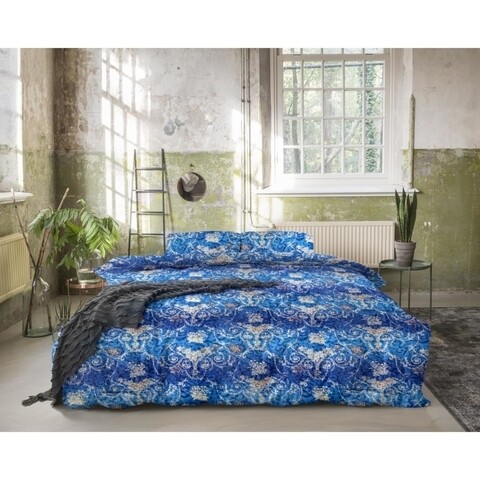 Kétszemélyes ágynemű, Royal Textile, Jane Blue Deluxe Spring, 100% szatén pamut, többszínű